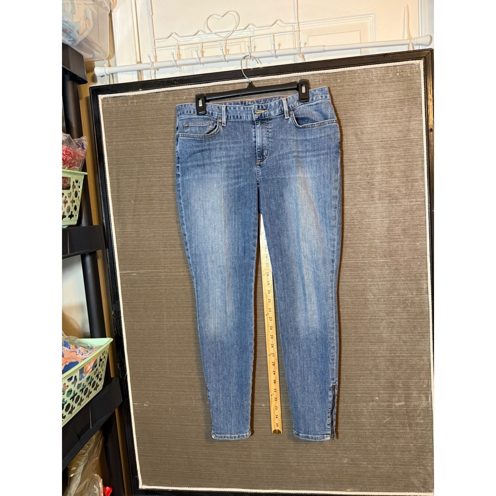 Eddie Bauer Slightly Curvy Skinny Jeans Medium Wash Ankle Zip Blue Size 8